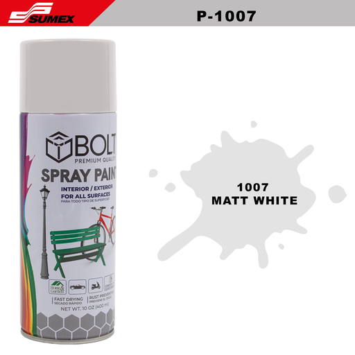 [P-1007] PINTURA EN SPRAY BOLT 1007 MATT WHITE 400ML(12UNDS)