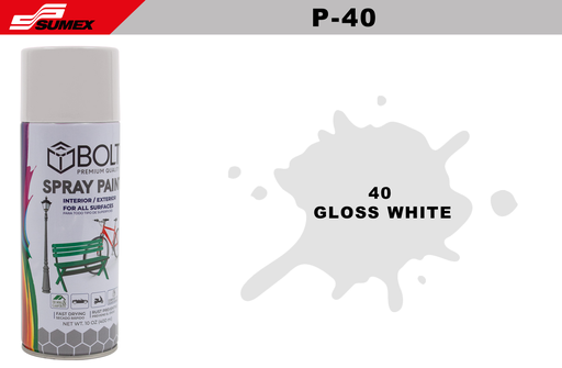 [P-40] PINTURA EN SPRAY BOLT 40 GLOSS WHITE 400ML (12UNDS)