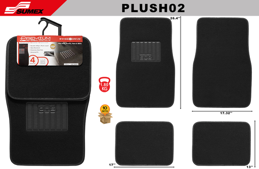 [PLUSH02] PLUSH CAR MAT SWISS DRIVE BLACK (4 UNITS) (10 SETS)