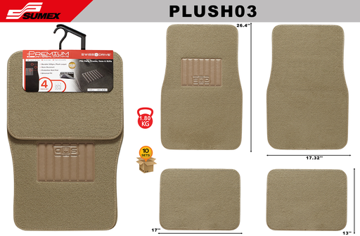 [PLUSH03] PLUSH CAR MAT SWISS DRIVE BEIGE (4 UNITS) (10 SETS)