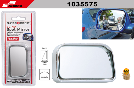 [1035575] ESPEJO DE PUNTO CIEGO RECTANGULAR CONVEX SWISS DRIVE (75 x 44 MM) (100 UNDS) (2 SETS = 50 UNDS)
