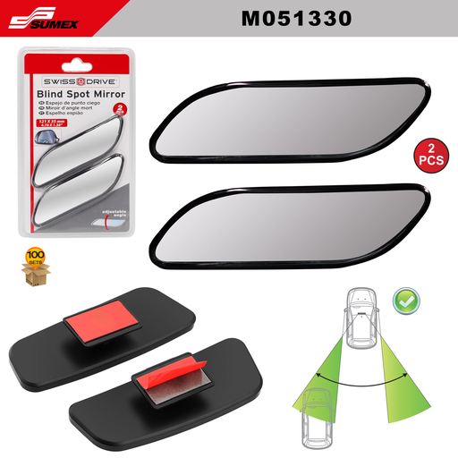[M051330] ESPEJO DE PUNTO CIEGO RECTANGULAR SWISS DRIVE NEGRO (121 x 35MM) (100 SETS) (2 SETS=50 UNDS)