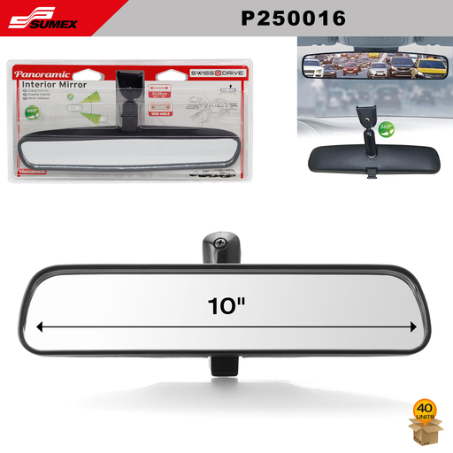 [P250016] INTERIOR REAR VIEW MIRROR SWISS DRIVE (10") (2 SETS = 20 UNITS) (40 UNITS) 