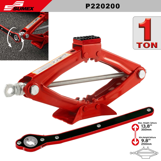 [P220200] GATO DE TIJERA 1 TONELADA ROJO SWISS DRIVE (10 SETS)