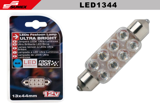 [LED1344] LUZ LED ULTRA LUMINOSA AZUL RACE SPORT (13X44MM) 200PCS