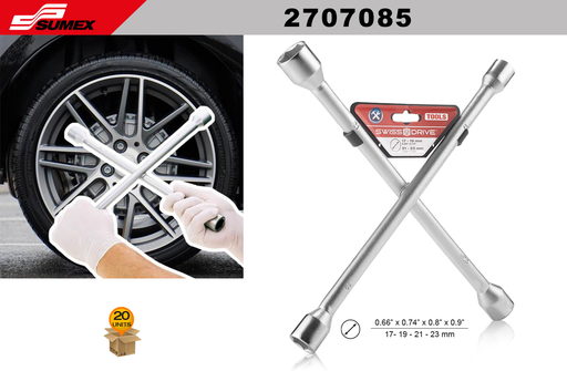 [2707085] CHROME CROSS WHEEL WRENCH SWISS DRIVE (17-19-21-23MM) (20 UNITS)