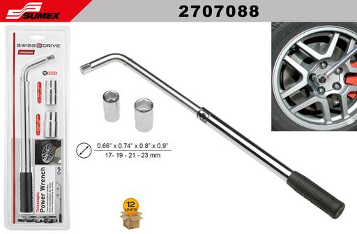 [2707088] EXTENSION WRENCH W/2 SOCKETS SWISS DRIVE (17 - 19 - 21 - 23 MM) (12 SETS)