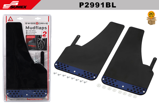 [P2991BL] RALLY MUDFLAP SWISS DRIVE CARBON BLUE (2 UNITS)( 4 SETS = 5 UNITS)(20 SETS)
