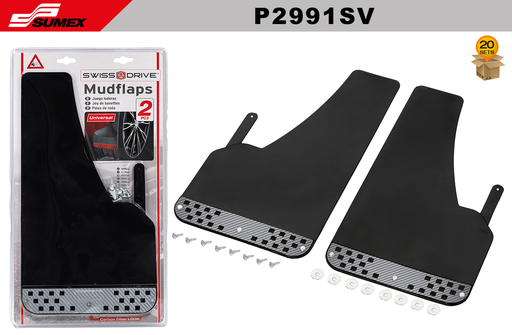 [P2991SV] RALLY MUDFLAP SWISS DRIVE CARBON SILVER (2 UNITS)(4 SETS = 5 UNITS)(20 SETS)
