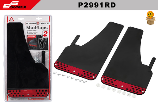 [P2991RD] RALLY MUDFLAP SWISS DRIVE CARBON RED (2 UNITS)(4 SETS = 5 UNITS)(20 SETS)