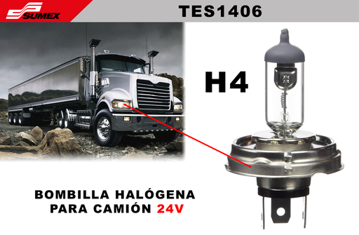 [TES1406] LUZ HALOGENA H4 CON CASQUILLO FEU 24V P45 200PCS (20SET=10UNDS)