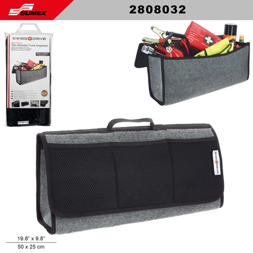 [2808032] BOOT TIDY BAG ORGANIZER TRUNK SWISS DRIVE GREY (19.6" X 9.8") (50 X 25 CM) (24 UNITS)