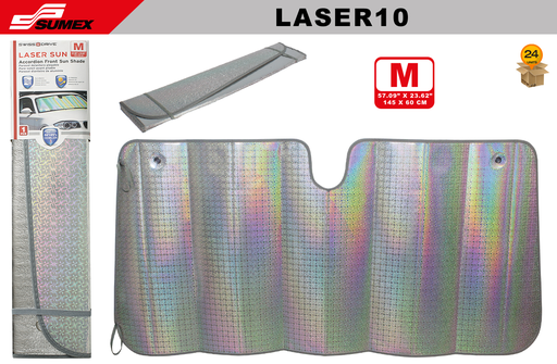 [LASER10] FOLDING FRONT SUNSHADE SWISS DRIVE "M" LASER (57" X 23") (24 UNITS)