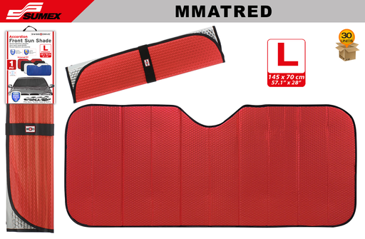 [MMATRED] FOLDING FRONT SUNSHADE SWISS DRIVE "L" MATT RED ( 58 X 70 CM) (30 UNITS)