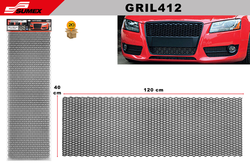 [GRIL412] PARRILLA DE MALLA ABS UNIVERSAL RACE SPORT NEGRO (16" X 47") (20 UNDS)
