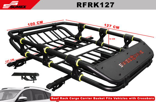 [RFRK127] ROOF RACK LUGGAGE BASKET + RACK BASE BARS SWISS DRIVE 127 X 96CM (1 UNIT)