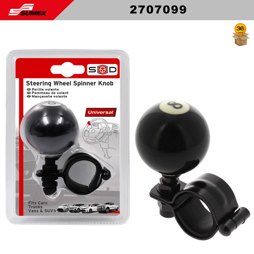 [2707099] STEERING WHEEL KNOB SWISS DRIVE BLACK POOL 8 BALL (36 UNITS)( 6 SETS = 6 UNITS)