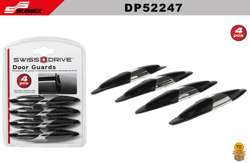 [DP52247] PROTECTOR DE PUERTA SWISS DRIVE NEGRO CROMADO (1.8 x 11CM) (4 UNDS) (72 SETS)