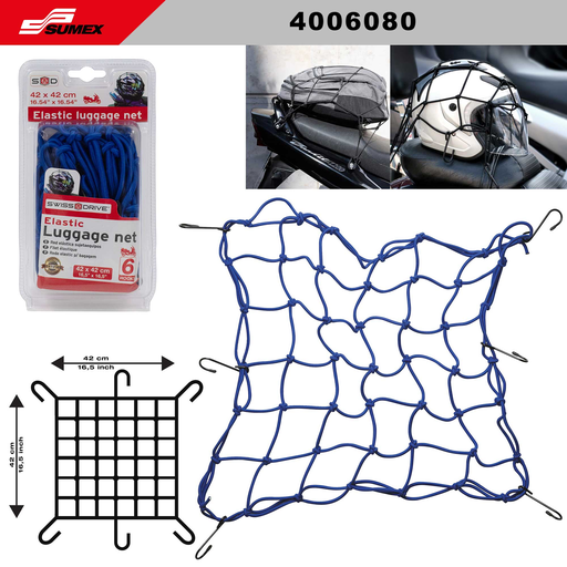 [4006080] RED ELASTICA SUJETA EQUIPOS SWISS DRIVE SURTIDOS (42 X 42 CM) (48 UNDS)(4 SETS = 12 UNDS)