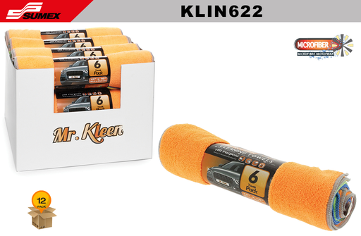 [KLIN622] MICROFIBER CAR CLEANING TOWEL ROLL MR. KLEEN (12" X 16") (6 UNITS) (12 SETS)
