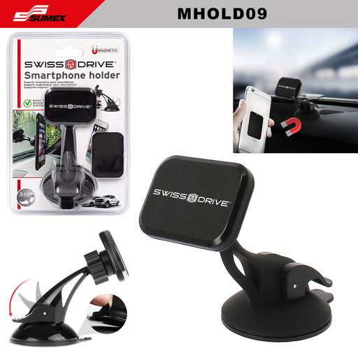 [MHOLD09] MANGNETIC SMARTPHONE HOLDER 360° SWISS DRIVE BLACK (20 UNITS)