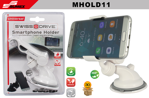 [MHOLD11] SOPORTE PARA CELULAR SWISS DRIVE BLANCO (30 UNDS)(3 SETS = 10 UNDS)