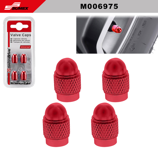 [M006975] TAPA VALVULAS SWISS DRIVE ROJO (1SET = 25UNDS) (10SETS = 250UNDS)