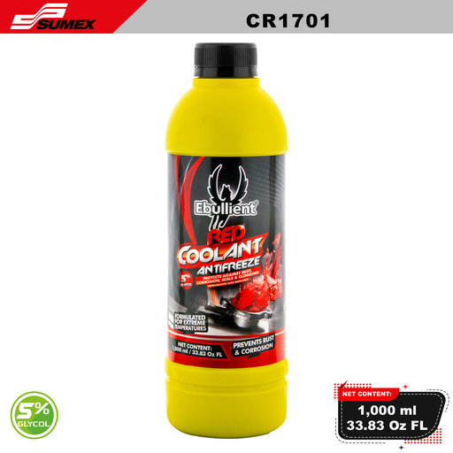 [CR1701] COOLANT ROJO REFRIGERANTE EBULLIENT (1 L / 33.83 OZ) (12 UNITS)