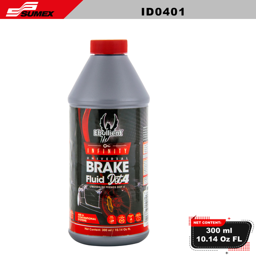 [ID0401] INFINITY UNIVERSAL BRAKE FLUID DOT 4 EBULLIENT (300 ML / 10.14 OZ) (24 UNITS) 