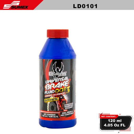 [LD0101] UNIVERSAL BRAKE FLUID DOT 3 EBULLIENT (120 ML / 4.05 OZ) (36 UNITS)
