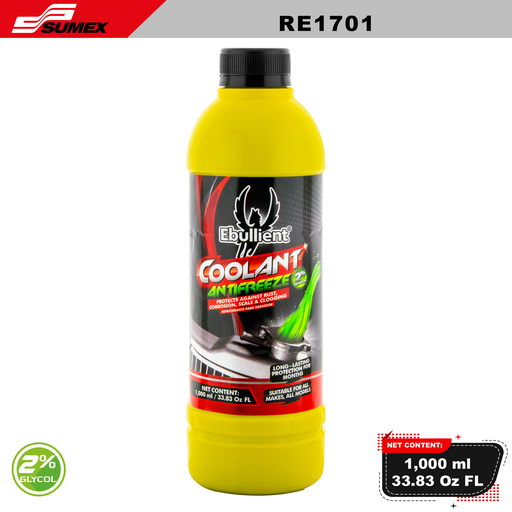 [RE1701] COOLANT ANTIFREEZE 2% GLYCOL EBULLIENT (1 L / 33.83 OZ) (12 UNITS) 