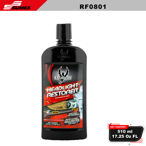 [RF0801] RESTAURADOR DE FAROS EBULLIENT (510 ML / 17.25 OZ) (12 UNITS)