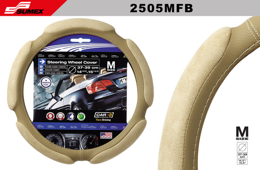 [2505MFB] STEERING WHEEL COVER "M" MEMORY FOAM BEIGE (37 X 39 CM) (10 UNITS) 