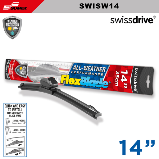 [SWISW14] ESCOBILLA LIMPIA PARABRISAS  FLEXBLADE SWISS DRIVE 14" 35CM (CAJA=50UNDS) (1SETS =10UNDS)