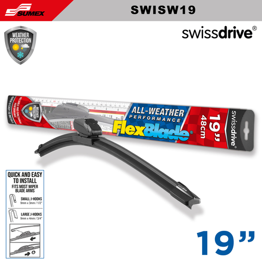 [SWISW19] ESCOBILLA LIMPIA PARABRISAS  FLEXBLADE SWISS DRIVE 19" 48CM (CAJA=50UNDS) (1SETS=10UNDS)