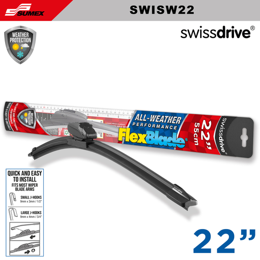 [SWISW22] ESCOBILLA LIMPIA PARABRISAS  FLEXBLADE SWISS DRIVE 22" 55CM (CAJA=50UNDS) (1SETS=10UNDS)