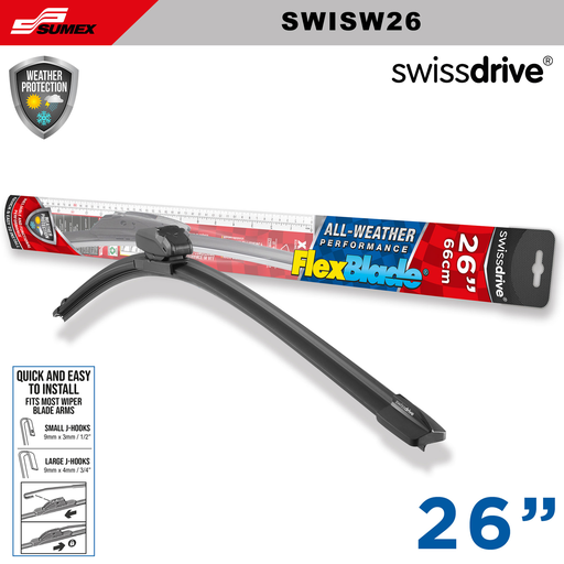 [SWISW26] ESCOBILLA LIMPIA PARABRISAS  FLEXBLADE SWISS DRIVE 26" 66CM (CAJA=50UNDS) (1SETS=10UNDS)