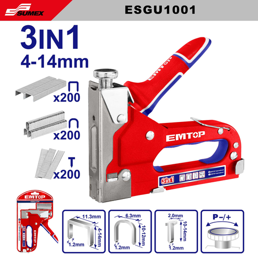 [ESGU1001] GRAPADORA EMTOP 3N1 DE FUERZA AJUSTABLE (CJ/20UNDS)