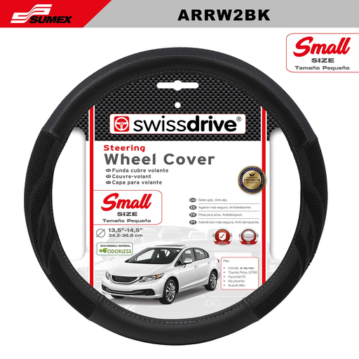[ARRW2BK] STEERING WHEEL COVER SWISS DRIVE "S" ARROW GRIP 2 BLACK (34.2 X 36.8 CM) (25 UNITS)
